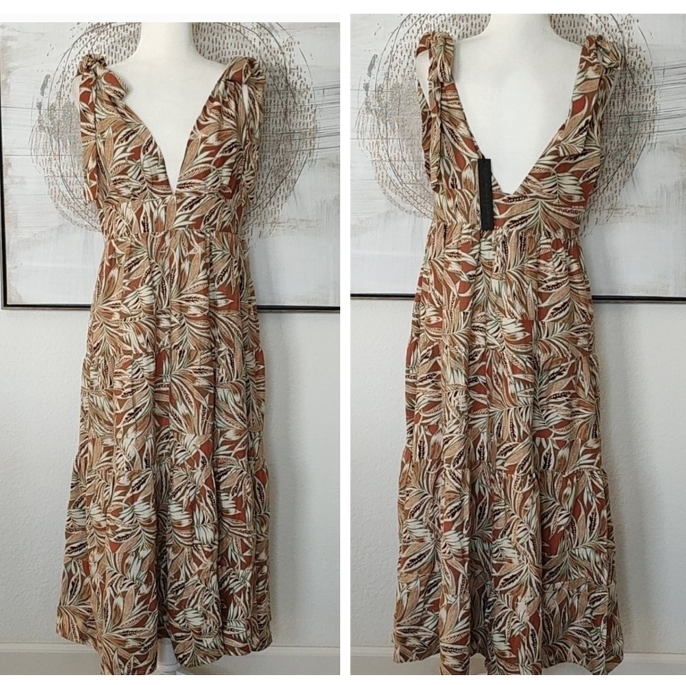 New House of Harlow Earth Tone Tie Strap Dress Size M